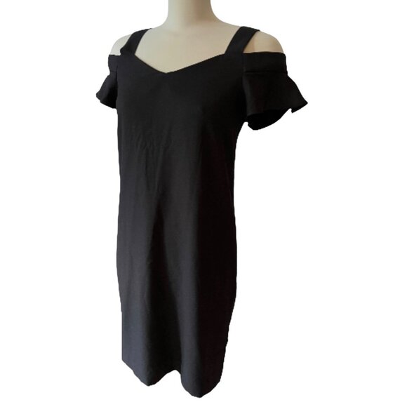 Banana Republic Open Shoulder Black Dress Sz 2 (XS) Womens Classic Little Black - Picture 4 of 10